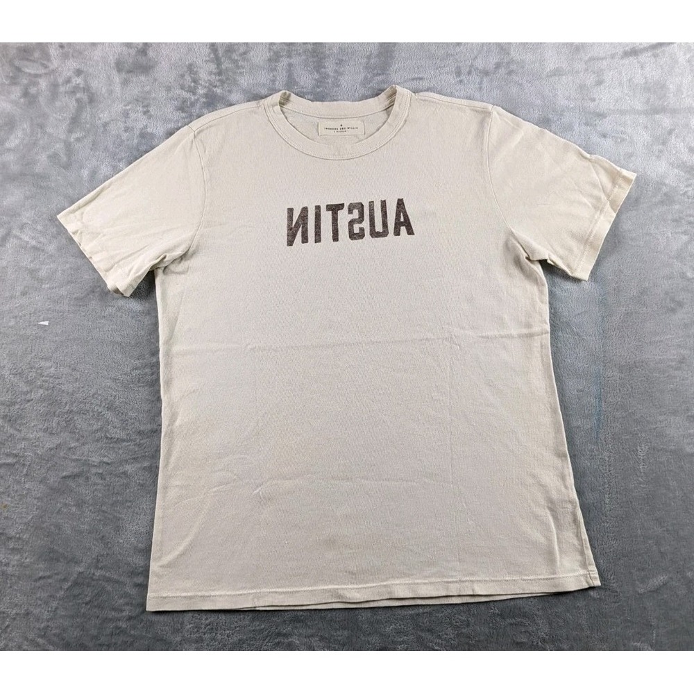 Imogene and Willie Shirt Mens Medium Off White Beige The Austin Tee USA Made